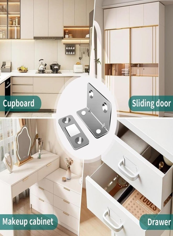 Qolixs Magnetic Door Catch,Ultra Thin Cabinet Magnetic Catch with Strong Adhesive Sticker & Screws, Slim Drawer Magnets Locks Furniture Safety Latches - (Pack of 4) - Image 5